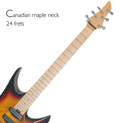 Latitude Phoenix Electric Guitar,6 String Solid Body Electric Guitars,Alder Body Killer Key,Stainless Steel Frets Guitar,Double Truss Rod With Carbon Fiber Rods,Sunset.